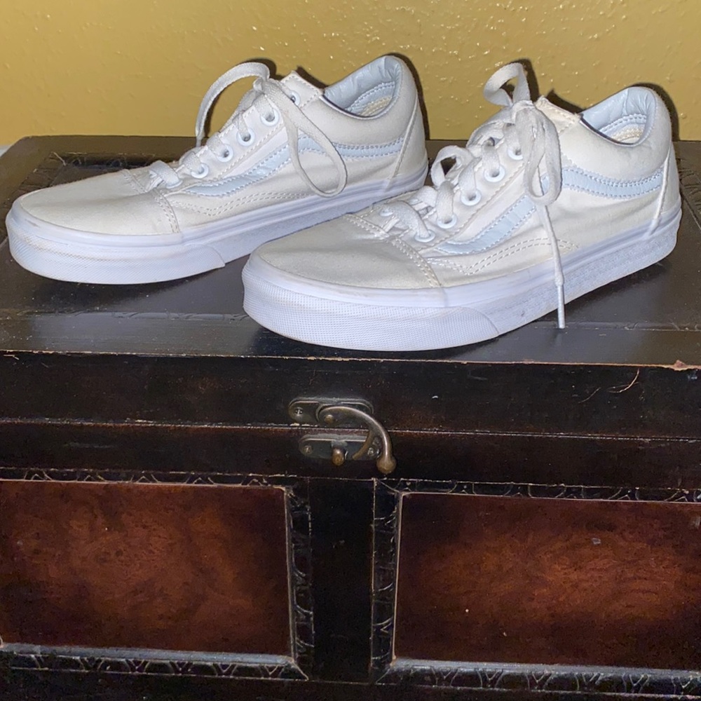 Old Skool all white Vans